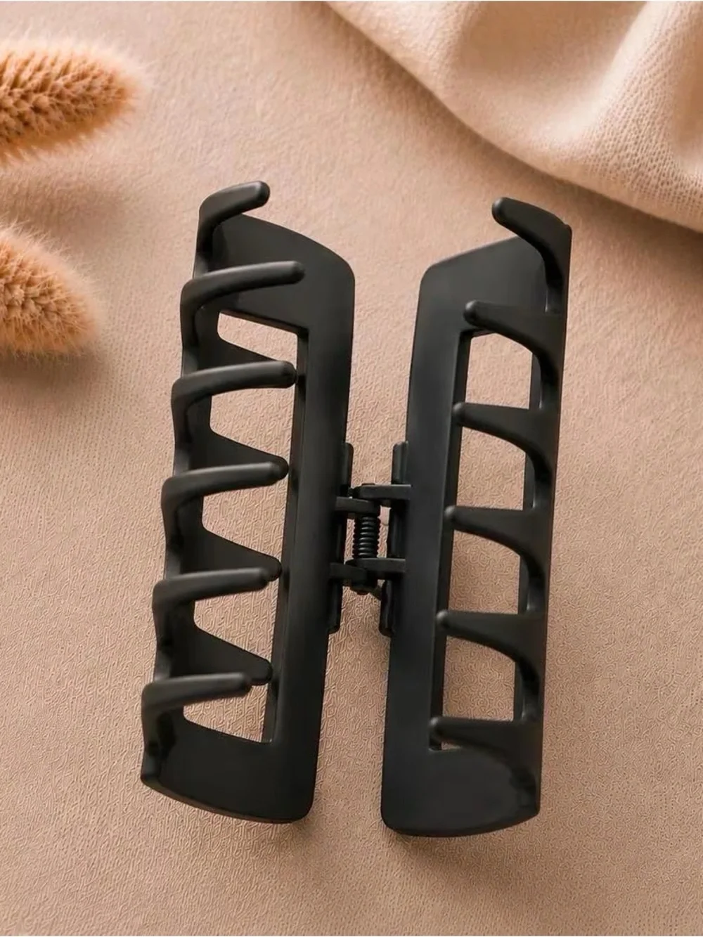 Black Matte Hair Claw Clip with Cross Charm Dangles